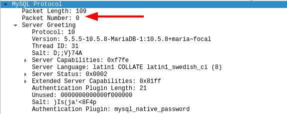 1 wireshark mysql packet 1