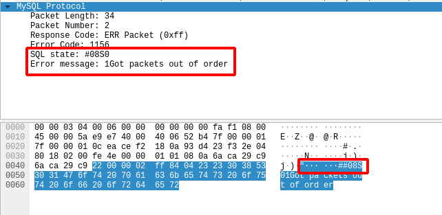 3 wireshark mysql out of order